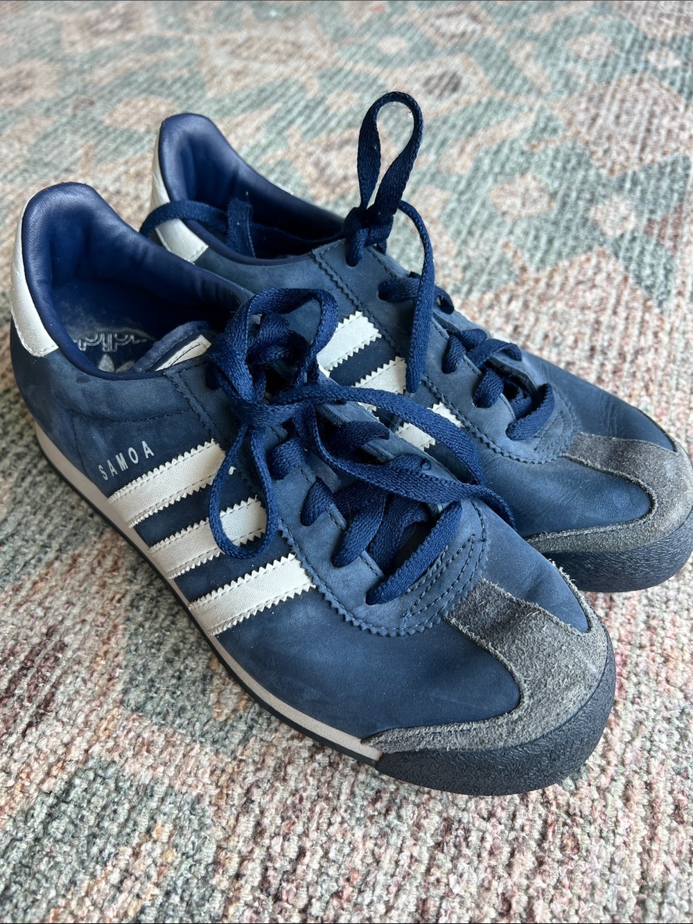 adidas Samoa Navy and White Classic Athletic Sneakers